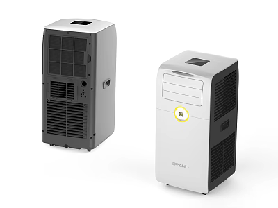 Portable Air Conditioner Fans with Modern Design in Gray and White for Home Use 3d model