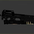 Black Tactical Assault Rifle with Magazines and Bullets on Gray Background 3d model