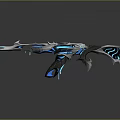 Futuristic Sci Fi Gun Design With Blue Glowing Accents And Sharp Details
