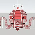Red Octopus Shaped Playground Equipment With Multiple Slides And Climbing Net