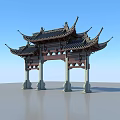 Chinese style archway ancient archway 3d model