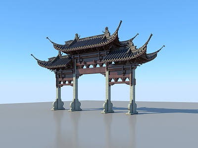 Chinese style archway ancient archway 3d model