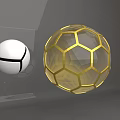 White Sphere With Black Line And Gold Hexagonal Grid Transparent Large Sphere
