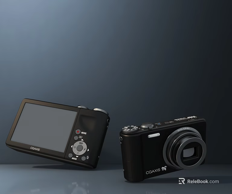 CASIO Black Digital Cameras Featuring Compact Design And Large Screen Lens 3d model