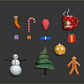 Christmas Decorative Ornament Set With Stocking Candy Cane Bauble Mug Snowman Tree Gingerbread Man