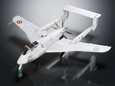 White Fighter Aircraft With Twin Propellers Red White Blue Circular Wing Emblems And Studio Reflection 3d model
