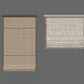 Cream Woven Window Blinds With Pleated Fabric Design On Neutral Gray Background