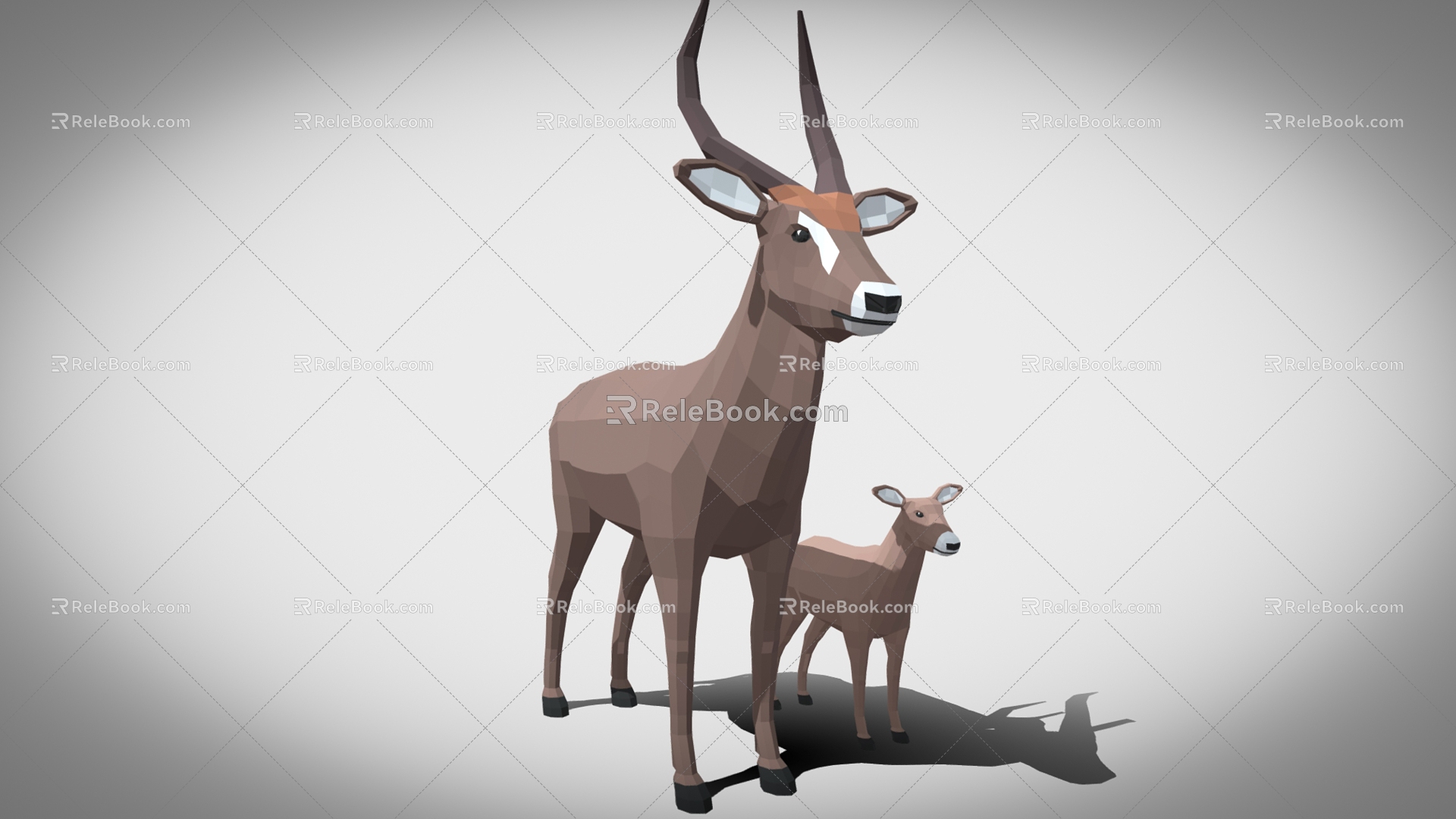 Cartoon antelope and calf goat calf 3d model