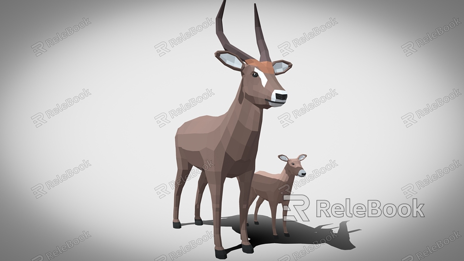 Cartoon antelope and calf goat calf model