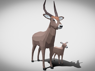 Cartoon antelope and calf goat calf model