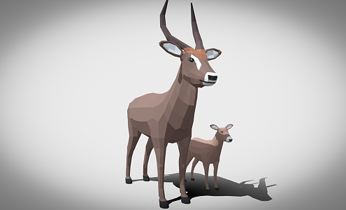 Cartoon antelope and calf goat calf 3d model