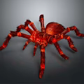 Red Hairy Spider With Large Body And Long Legs On Gray Gradient Background