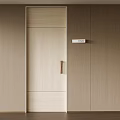 Minimalist Modern Wooden Door With Flush Design And Light Wood Paneled Walls