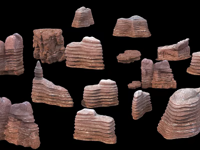 Mountain Stone Red Stone Forest Desert Stone Mountain Weathered Mountain 3d model