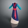 Traditional Robe With Blue Upper Red Sash And White Bottom Design