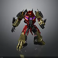 Red And Golden Mechanical Robot Figure With Black Armor And Joints