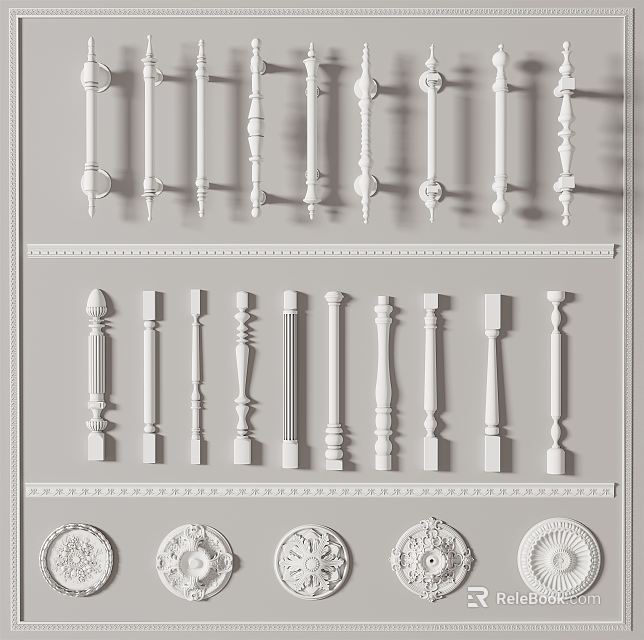 Various Stylish Door Handles with Classic and Modern Designs for Home Decor 3d model 