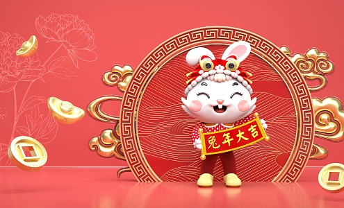 New Chinese-style Meichen Year of Rabbit 3d model