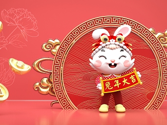 New Chinese-style Meichen Year of Rabbit 3d model