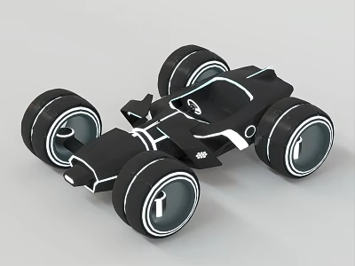 Black Streamlined Toy Car With Four Large Wheels And White Accents 3d model