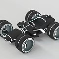 Black Streamlined Toy Car With Four Large Wheels And White Accents 3d model