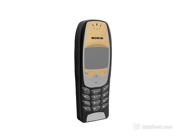 Nokia Classic Feature Mobile Phone with Black and Gold Design and Ergonomic Keypad 3d model 