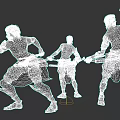 Game Movie Character Shirtless Male With White Red Outfit Holding Weapon Multiple Angles