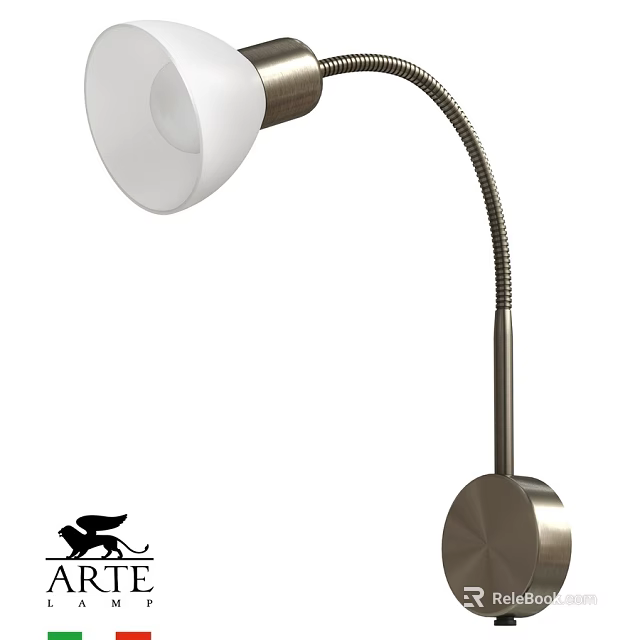 Modern Wall Lamp With Adjustable Metal Arm And White Glass Shade 3d model 