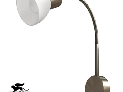 Modern Wall Lamp With Adjustable Metal Arm And White Glass Shade 3d model