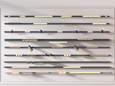 Modern Minimalist Lighting Combinations With Sleek LED Strips And Metal Brackets For Interior Decor 3d model