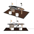 Modern Home Office Desk With Chair Lamp Small Stools And Rug