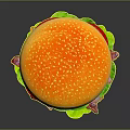 Juicy Hamburger With Sesame Seed Bun Fresh Lettuce Tomato Cheese And Beef Patty