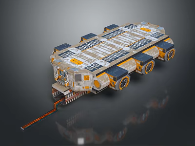 Futuristic Mechanical Exploration Vehicle With Solar Panels Multiple Wheels And Advanced Structure 3d model