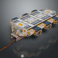 Futuristic Mechanical Exploration Vehicle With Solar Panels Multiple Wheels And Advanced Structure