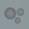 Modern Spherical Chandeliers With Metal Mesh And Small Light Beads For Interior Decoration
