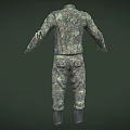 Green Camouflage Military Uniform Full Body Design With Pockets And Boots 3d model