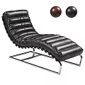 Brown Leather Chaise Lounge Sofa Stool With Gray Blanket And Metal Frame Design