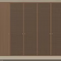 Modern Wooden Wardrobe With Grid Pattern Doors And Multiple Panel Design 3d model