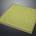 Yellow Square Furniture Mat Featuring Intricate Maze Pattern Design And Texture 3d model