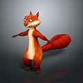 Cute Cartoon Squirrel With Reddish Brown And White Fur Big Tail Standing Pose