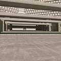 Modern Concrete Architectural Structure With Layered Beams And Open Space 3d model