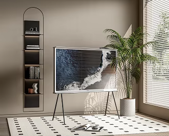 Modern TV Picture Environment TV Bracket TV Carpet Bookshelf 3d model