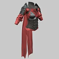 Red And Black Armor Style Tunic With Shoulder Details And Matching Pants