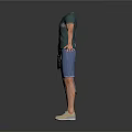 Three Mannequins Dressed In Casual Apparel With Tank Tops Shorts And Shoes
