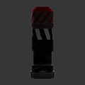 Red And White Reflective Striped Warning Post With Black Body And Silver Base 3d model