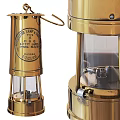 Vintage British Brass Candle Lantern with Glass Shade and Metal Handle