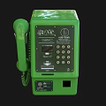 Green Public Telephone Booth with Keypad and Handset for Emergency Use