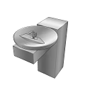 Modern Stainless Steel Washbasin with Circular Basin and Square Support Structure