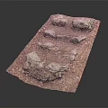 Natural Wood Stone Ground Paving With Irregular Stones And Green Moss