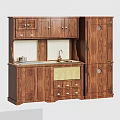 Classic Traditional Wooden Kitchen Cabinets With Sink Faucet And Drawers Countertop